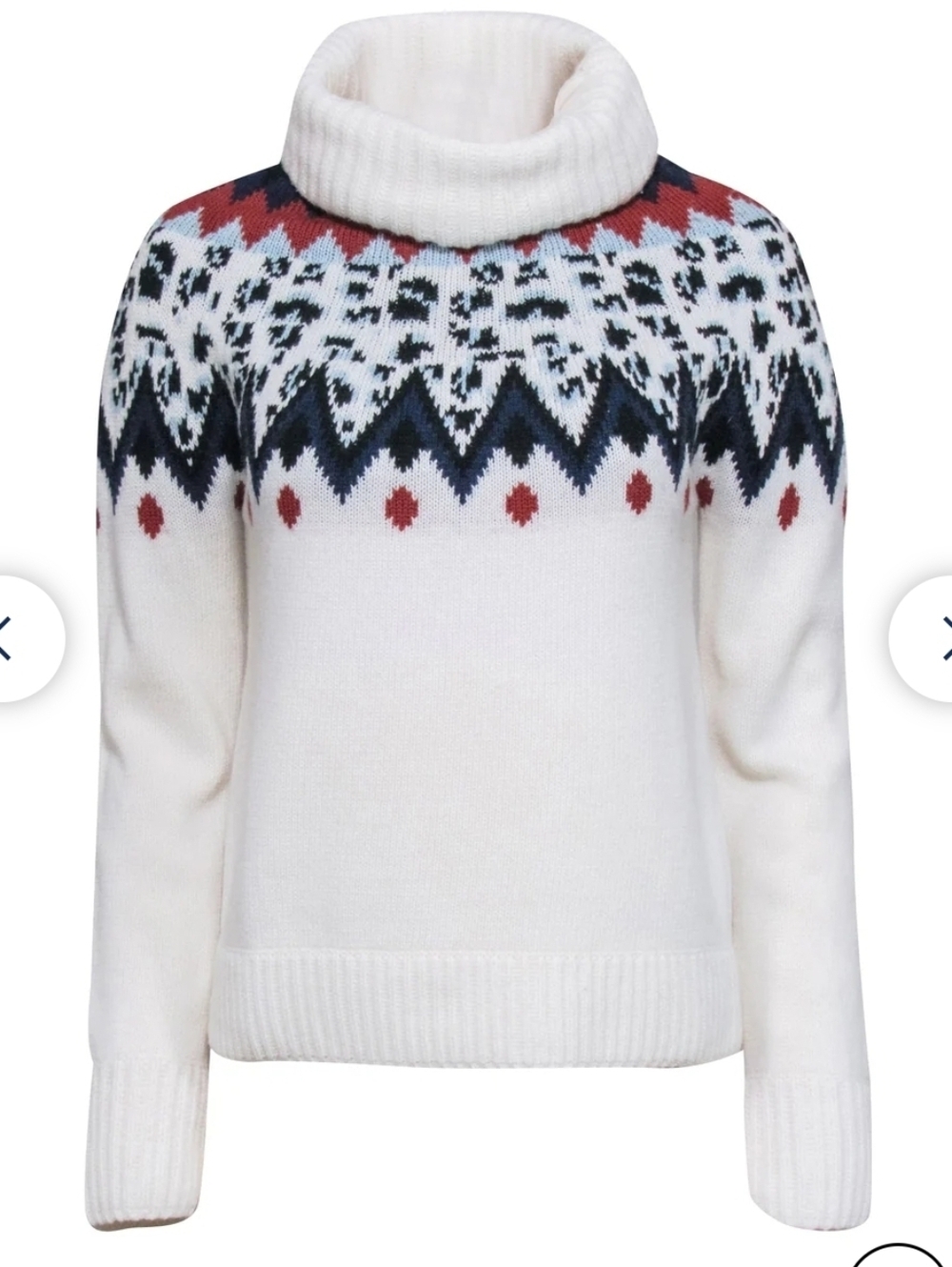 Classic Ivory Turtleneck Fair Isle Sweater Scandi Girl Twee Preppy